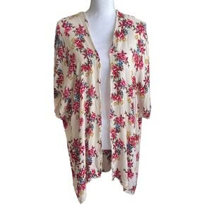 Ragdoll Women Kimono Cardigan XL Floral Drape Open Front Cottagecore Boho Flowy